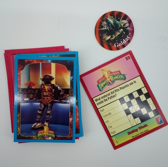 Vintage MMPR 1994 Trading Cards Blue Pink Some Doubles 1 Goldar Pog 23 C… - Picture 10 of 12